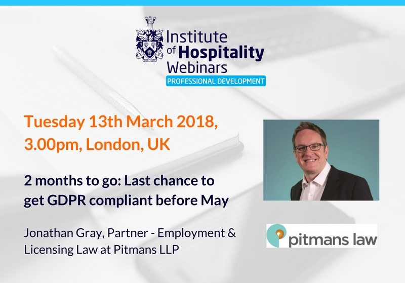 2 Months to Go - Last chance to get GDPR Compliant | Institute of Hospitality